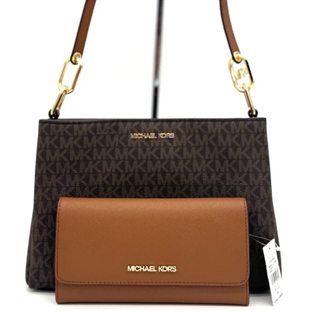 Michael Kors Trisha Medium Triple Compartment Crossbody Bag & Trifold Wallet Set
